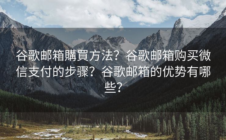 谷歌邮箱購買方法？谷歌邮箱购买微信支付的步骤？谷歌邮箱的优势有哪些？